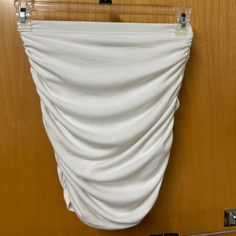 white ruched skirt